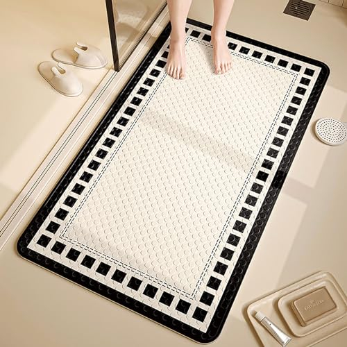Pevfeciy Rutschmatte dusche 60x90 cm Duschmatte rutschfest Duscheinlage rutschfest mit Saugnäpfen Moderne Eleganz PVC Antirutschmatte Dusche,Maschinenwaschbar Badematte für Nassbereich,Weiß