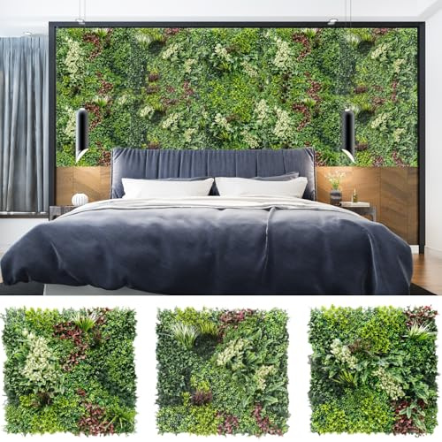 Goleray 40x40 Artificial Grass Wall Panels, 1Set (Contain 3 Pieces) Greenery Backdrop Fake Grass Decor, Faux Boxwood Panels for Interior Wall Décor, Outdoor Patio Privacy Ivy Fence Screen