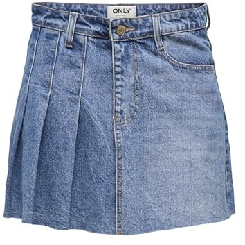 ONLY Onlkadie Reg Pleat DNM Skort Mae, Mix Blu Chiaro, S
