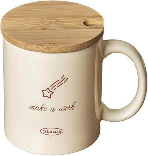 WERLIN Coffee Mug 350ml/11.8oz Round Mug Beige Ceramic Coffee Mug with Handle Simple Office Tea Cup with Lid Tea Cup