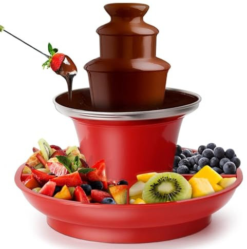 JODAIS Commercial Stainless Steel Cheese Cascading Fondue Chocolate Fountain Machine, 3 Tier Electric Chocolate Fountain, Melts Cheese,Chocolate,Queso,Candy