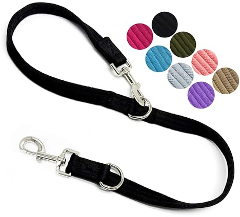 Double Ended Dog Leash,for Obedience Training Easy to Use,Lightweight,Soft for Large and Medium Dogs (Black, 1M*2.5CM)
