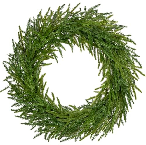 Arborus 60 cm Türkranz Weihanchten Künstliche Norfolk Pine Tannenzweige Dekokranz Grün für Haustür Tischkranz für Tischdeko Wandkranz für Fensterdeko Weihnachtsdeko zum Basteln Adventsdeko Wohnung