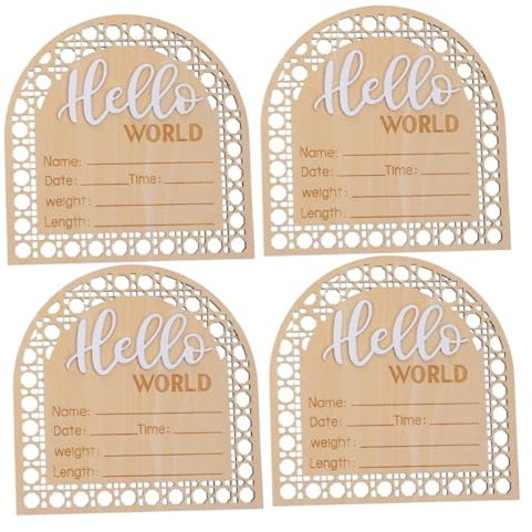 Warmhm 4stücke Holzschild zur Geburtsankündigung Babyzimmer und Dekoration Namensschild aus Holz für Babypartys Rustikales Willkommensschild für Ankunft
