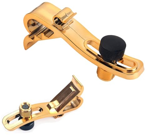 QUMIIRITY Stoßfeste Verstellbare Trommelmikrofonklemme aus Kunststoff mit 5/8 -gewinde Goldfarbener Trommelclip für Snare und Tomtrommeln Mikrofonhalterung Zubehör für Schlagzeug