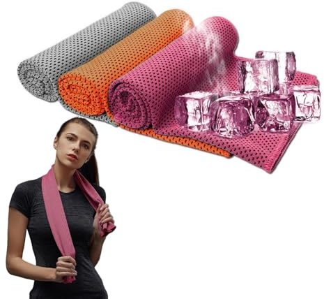CYMYGS Cooling Towel, 3 Pack Soft Breathable Cool Towels for Neck, Quick-Drying Towels, Soft Rags Cooling Neck Wraps Sweat Towel for Sports, Yoga, Golf, Gym Camping, Fitness, Workout