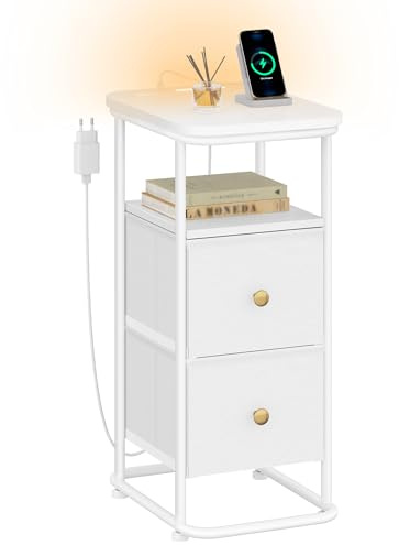 Hzuaneri Table de Chevet, Tables d'Appoint avec Éclairage LED