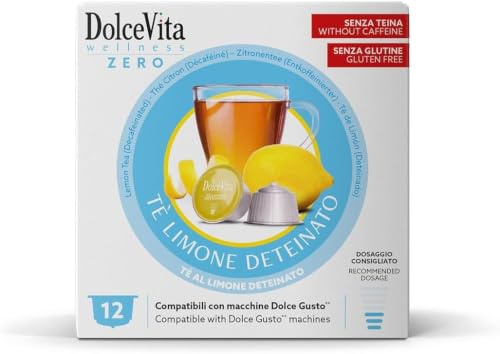 72 Capsule DOLCE VITA TE DETEINATO AL LIMONE compatibili con Dolce Gusto - Senza Glutine - Senza Teina - Senza Caffeina -