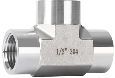 304 316 Stainless Steel Forged Female Tees Pipe Fittings 3-Way Connector Thread BSPT 1/4 3/8 1/2 3/4 High Pressure(304,3/8)
