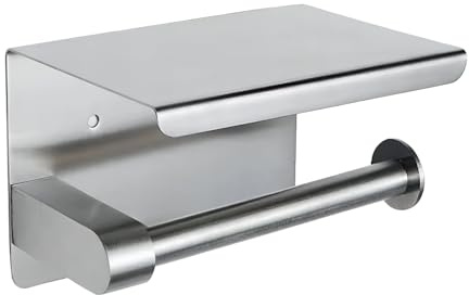 NIKCORP - Porte-Rouleau de Papier Toilette avec Étagère, Porte-Papier en Acier Inoxydable Brossé, Support WC pour Montage Mural dans la Salle de Bain - Argent brossé Acier