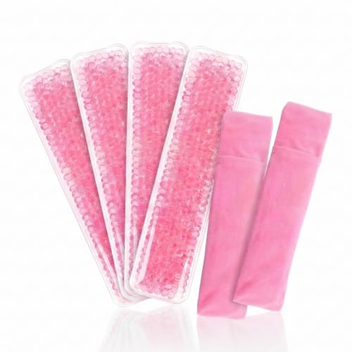 Reusable Gel Ice Packs for Postpartum Recovery, Perineal Cooling Pad Cold Compress Therapy, Pain Relief, Set of 4 (Pink 4 Count)