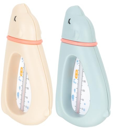 ANDRESLAD 2 Stück Badewannenthermometer Cartoon Wasserdichtes Messgerät für Kleinkinder Badewanne Temperaturmessung Niedliche Eisbär Designs in Rosa und Blau