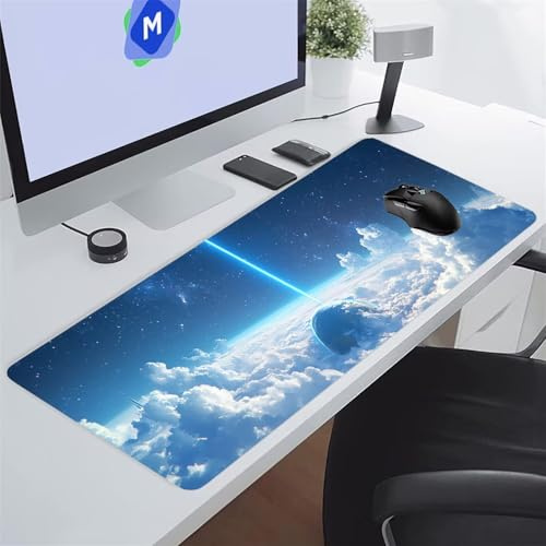 Alfombrilla de Ratón Grande 700x300x2 mm Alfombrilla Raton XXL Costuras de Los Laterales Están Bien Cosidas y Rematadas Evitando Que se Deshilache, Ideal para el Escritorio (Nubes Cielo)