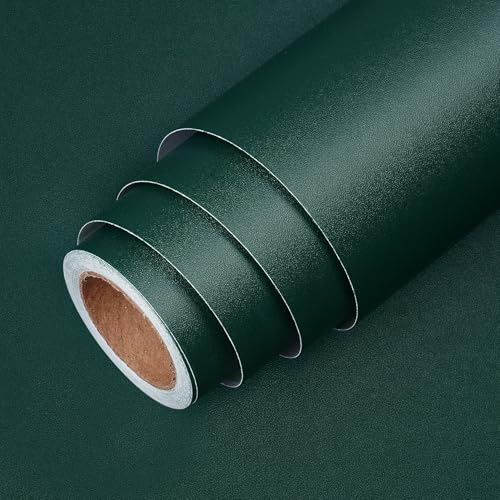 LACHEERY Vert Foncé Papier Adhesif pour Meuble Uni Salon 60cm x 400cm Papier Peint Autocollant Mural Vintage Vinyle Film Vinyle Autocollant Vert Imperméable pour Comptoir Mur Stickers Cuisine Table