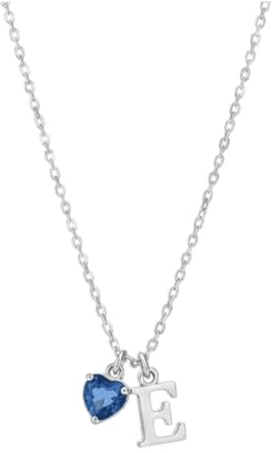Personalised Initial Letter Necklace with Heart Birthstone Charm, Sterling Silver Chain, Available in Silver, Gold and Rose Gold Finishes Personalised Jewellery Name Necklace Initial Charm Gift