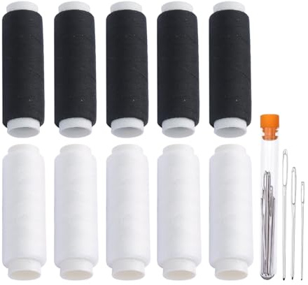 Portable Sewing Kit for Travel, Black and White Thread with Needles | Sewing Kit with Black and White Thread, 9 Needles and Essentials for Clothes Repair, Embroidery, and DIY Fabric Craft