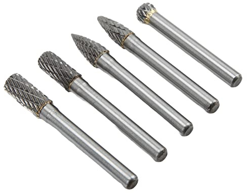 KIMISS Juego de 5 Brocas Rotativas de Carburo de Tungsteno de 6 X 8 Mm de Doble Corte para Pulido, Esmerilado, Grabado y Perforación de Precisión, Ideal para Proyectos de Metal, Madera y Joyería