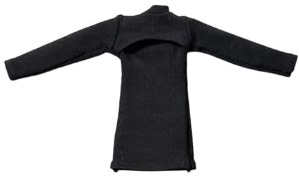 DuskHaven Miniaturkleid für Actionfiguren Pulloverkleid mit Ausschnitt Modepuppenkleidung Stoff Feminin für Vitrinen Puppentheater Dekorationssammlung, Schwarz