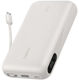 Belkin UltraCharge Batería Externa 20000mAh Cable USB-C y Pantalla - Arena | Power Bank de 20000 mAh, 1 Puerto y 1 Cable USB-C, 1 puerto USB-A, 45 W, LED, Apta como Equipaje de Mano y con Pantalla