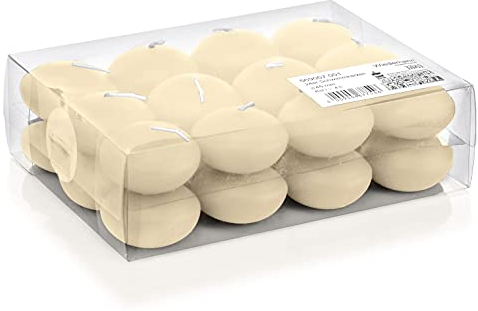 Wiedemann Schwimmkerzen 24 Stück Ø 45mm Bisquit/Creme Weiß 100% Ceresinwachs