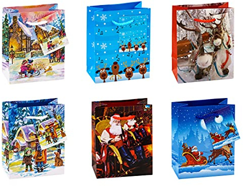 TSI 82028 Geschenktüten WEIHNACHTEN KINDER, 12er Packung, Größe: Klein (HxBxT 14 x 11 x 6,5 cm)