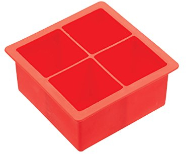 BarCraft Bar Craft Silicone Slow Melt Jumbo Ice Cube Tray, Red