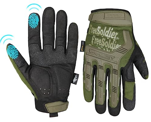 FREE SOLDIER Outdoor Handschuhe Vollfinger Taktische Handschuhe Herren Motorradhandschuhe mit gepolstertem für Fahrrad Airsoft Militär Paintball und andere Outdoor Aktivitäten(Grün, L)