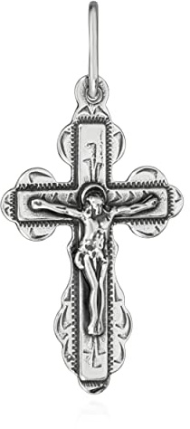NKlaus Kettenanhänger für Damen Silber Jesus Kreuz 925 Orthodoxe, 1 Stück | echtes 925er Sterlingsilber