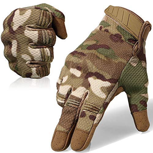 WTACTFUL Airsoft Gloves for Men Women Flexible Breathable Touch Screen Full Finger Gloves for Painball Motorcycle Cycling Motorbike Medium Camo