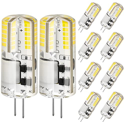 DiCUNO G4 LED Lampe, 2W ersetzt 20W, Kaltweiß 6000K, 12V AC/DC, 10er Pack | G4 Energiesparbirne, 200lm, nicht flackern, nicht dimmbar, für Dunstabzugshauben, Vitrinenschrank, Kronleuchter, Unterbau