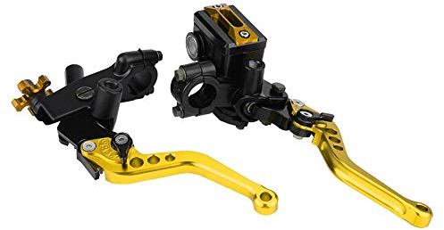 Scooter Brake Lever Adelin - Motorcycle Brake Lever Brake and Clutch Gold 1 Pair 7/8(22Mm) Universal Motorcycle Brake Clutch Master Cylinder Reservoir Levers Gold