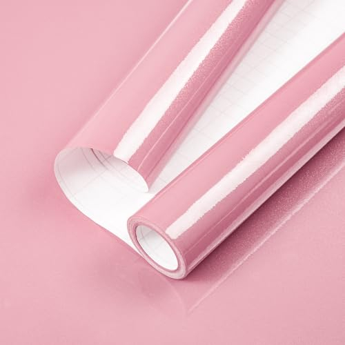 Hode Carta Adesiva per Mobili Rosa 30x300cm, Pellicola Adesiva per Mobili Bianca, Rotolo Carta da Parati Rosa Impermeabile Camera da Letto Cucina Armadio Tavolo