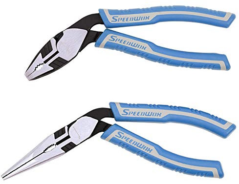 SPEEDWOX Kombizange, Lineman-Zange, lange Spitzzange, 2 Stück, reduziert den Kraftaufwand um 35 % Verbindung, strapazierfähig, vielseitig verwendbar, Drahtschneider, Bolzen, Pistolengriff