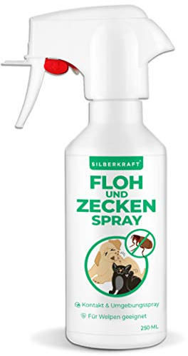 Silberkraft Floh- und Zeckenspray 250 ml für Hund, Katze & Kleintiere – Repellent gegen Flöhe und Zecken