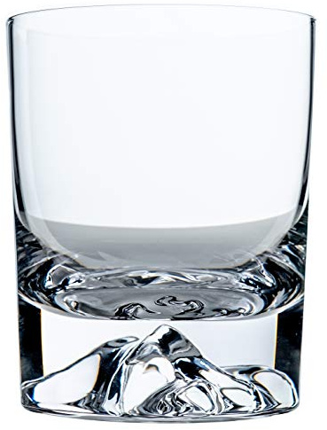 Amehla Foundation Crystal Rocks Gläser – 284 ml Whiskygläser mit Bergen, schwerem Boden, Mountain Whiskeyglas für Bourbon – elegantes 284 ml Cocktailglas, 2 Stück