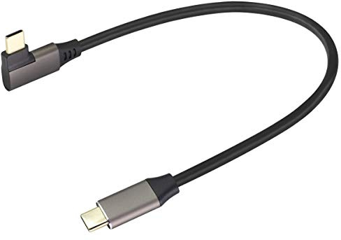 AAOTOKK 90 Gradi USB 3.1 Tipo C a Tipo C Cavo Angolo Destro 3.1 USB Tipo C Maschio Cavo Prolunga Supporta Ricarica,Dati,Audio,Video Cavo per Laptop&Tablet & Telefono Cellulare.(0,3M/1Piedi)