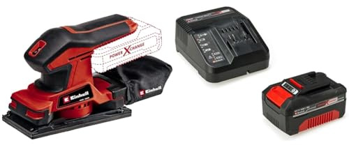 Einhell Ponceuse vibrante sans fil TC-OS 18/187 Li-Solo Power X-Change (fixation auto-agrippante, Softgrip, une feuille de papier abrasif incluse) avec Chargeur et Batterie 4,0Ah