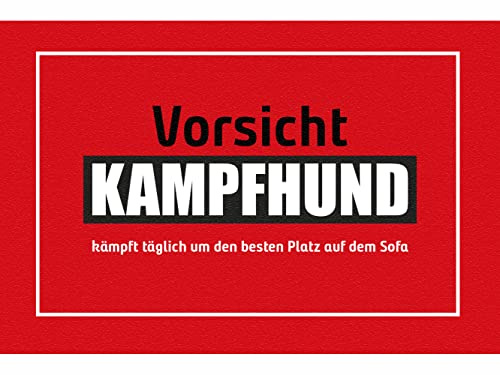 clothinx Fußmatte Vorsicht Kampfhund - Hunde Spruch - lustige Geschenkidee für Hundebesitzer mit Humor - Hundemotiv Sprüche - Türvorleger drinnen und draußen für Hundehalter, 40 x 60 cm