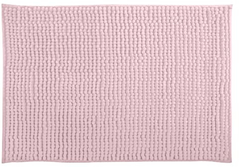 MSV – Chenille-Mikrofaser-Badematte – Langflorig, rutschfest – Maschinenwaschbar – Praktische Aufhängeschlaufe – Optimaler Komfort und Hygiene – Pastellrosa – Einzelmatte – 50 x 80 cm
