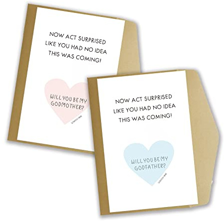 Set mit 2 Karten-Antrag zum Rubbeln, 1 Rubbelkarte Will You Be My Godmother, 1 Will You Be My Godfather