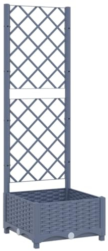 vidaXL Jardinière avec Treillis Bleu Gris 40x40x121,5 cm PP