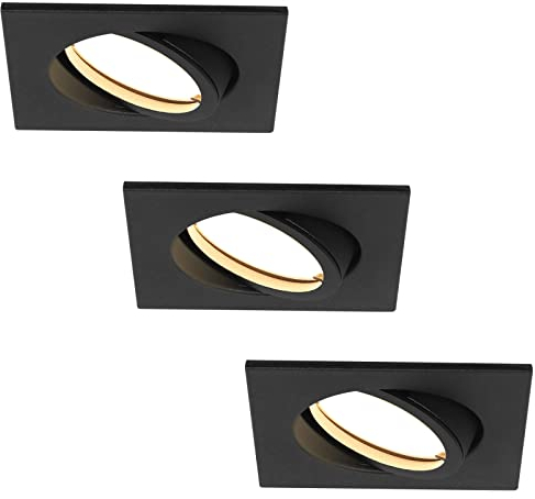 HCFEI Faretto da incasso a LED ultra piatto, 425 lumen, 230 V, 5 W, dimmerabile, alloggiamento angolare, orientabile, nero (3 pezzi, bianco caldo)