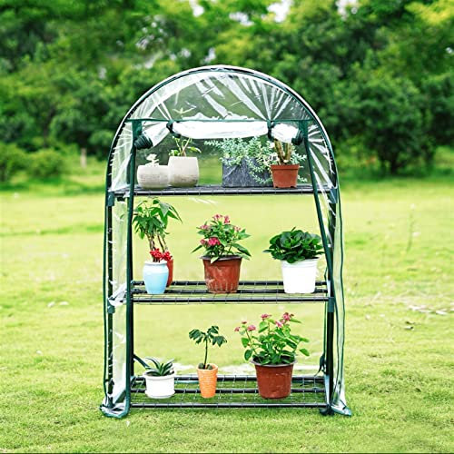 HOLGVE Serra da Giardino in Lamina di Alluminio con Griglie di stoccaggio in Metallo, Telaio Freddo con plastica in PVC Trasparente, Piante Multiuso Impermeabile e Resistente alle intemperie