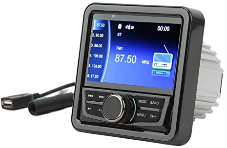 Estéreo de Radio Marina Bluetooth, Receptor de Medios Digitales a Prueba de Agua Estéreo de Barco con Control Remoto Inalámbrico, Receptor Estéreo de Automóvil Y Altavoces Receptor de Audio RCa AUX AM