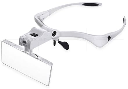 Lupe mit 2 LED Licht Stirnbandlupe Lupenbrille mit 5 abnehmbaren Linsen 1X bis 3X Kopflupe Brillenlupe mit Beleuchtung Kopfbandlupe Stirnlupe für Lesen Handwerk Elektriker Juweliere Nähen Reparatur