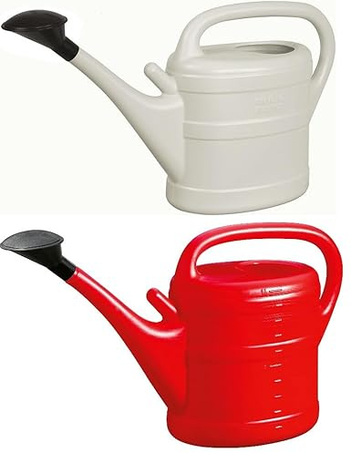 2X Gießkanne 10L HELLGRAU + ROT + 1x KÜHLSCHRANKMAGNET! Giesskanne Kunststoff für groß & klein Garten & Zimmerpflanzen Gießkannen Gieskanne Gieskannen 10 Liter Watering Can Gieskannen10Liter lr