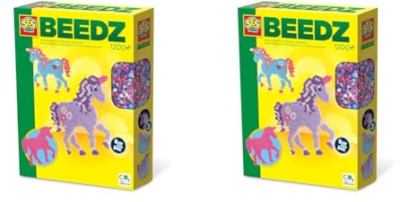 SES 06115 - Bügelperlenset Einhorn, dunkeln leuchtend, 14.86 x 3.96 x 19.81 cm (Packung mit 2)