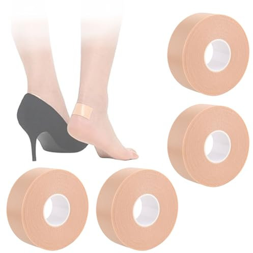 4 Rollos Cinta para el Cuidado Pies, Cinta Espuma Impermeable para el Talón, Adhesivo para el Talón del Pie Resistente Desgaste, Parches Cinta para el Cuidado Pies Precortados, para Callos