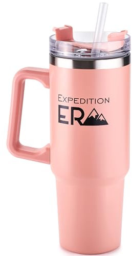 Mug Isotherme - Thermos Сafé 880ml - Hermétique Tasse à Café - Mug Isotherme Cafe avec Couvercle Étanche - Travel Mug - Thermos Café - Tasse de Voyage Double Paroi Pour Garder - Sans BPA (Rose)