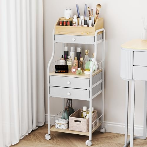 HapiRm Floor Makeup Organiser Storage - Vanity Skincare Make up Organiser with Drawers, Cosmetic Organiser for Skin Care Nail Polish Perfume Makeup Brush